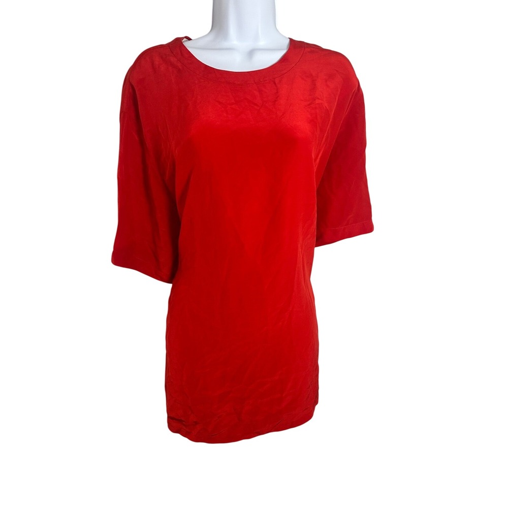 Jones New York Vintage Red 100% Silk Short Sleeve Tunic Blouse 22W